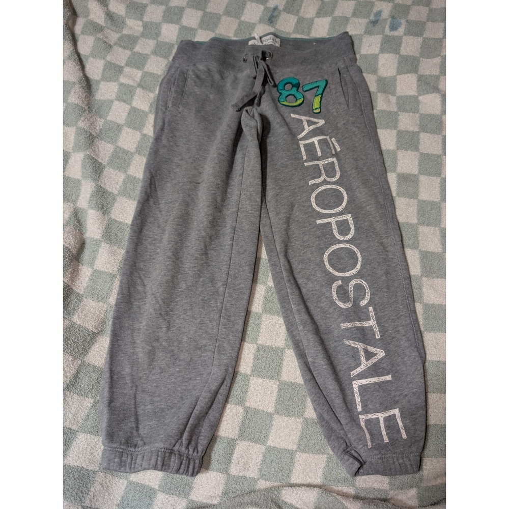 Y2K Aeropostale Gray Joggers Sweatpants 87 NY CA Size XS A2